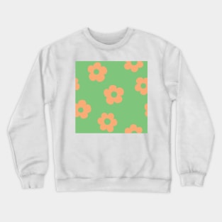 Chunky Retro Flowers - Bright & Colorful Green and Orange Crewneck Sweatshirt